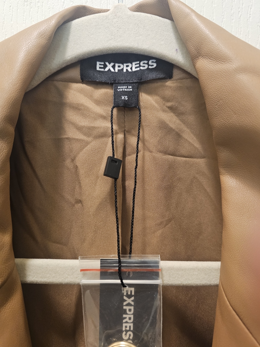 Express Camel Leather Jacket XS